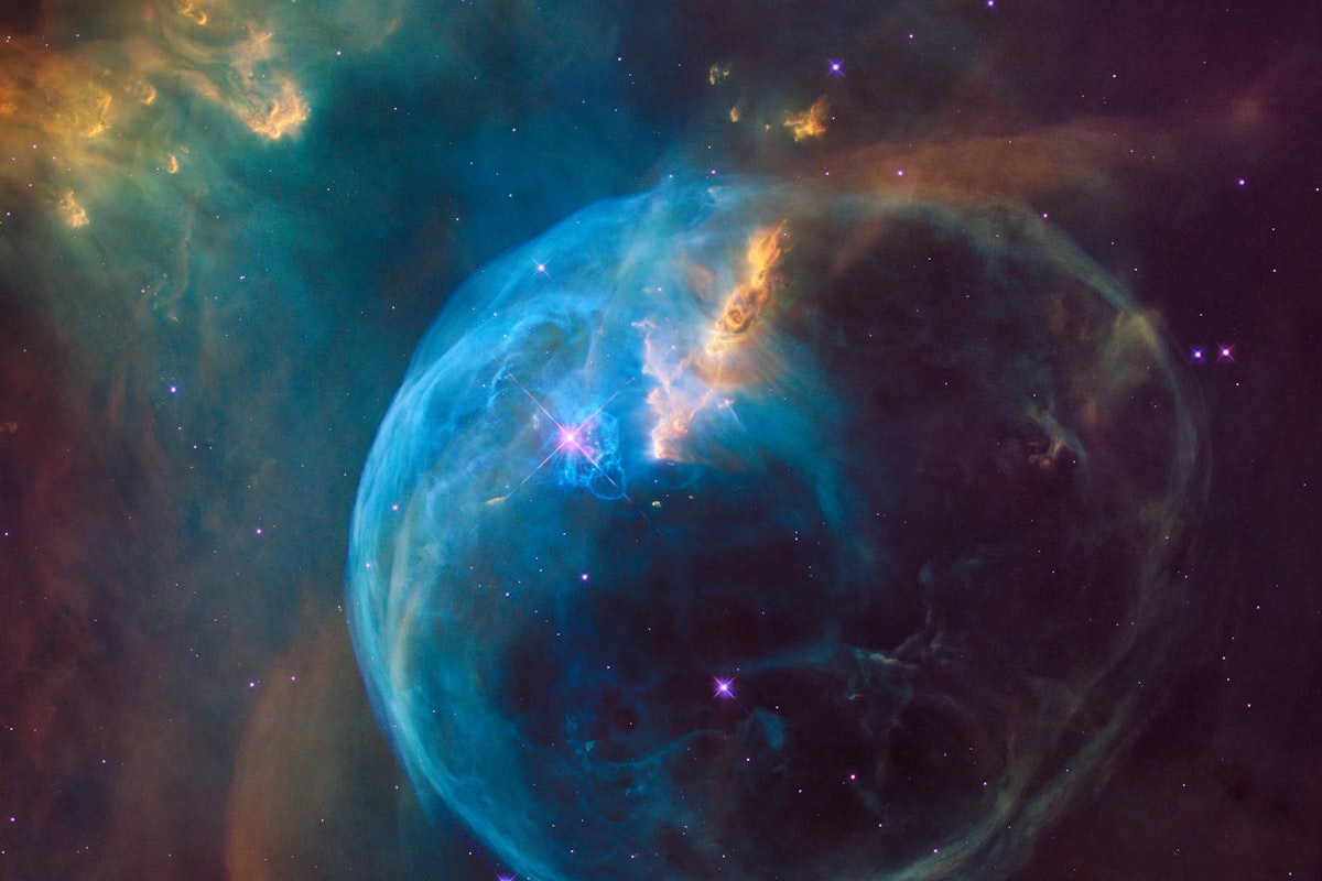 Colorful nebula glowing in deep space
